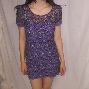 Small ECI Floral Dress Purple and Green